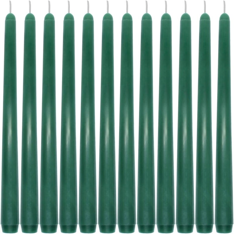 Sihuida 12-Pack Hunter Green Taper Candles, 10 Inch Unscented Dripless Candlesticks, Long-Lasting Burn Time of 7-8 Hours, Perfect for Christmas Home Décor Spring and St. Patrick's Day - Image 1